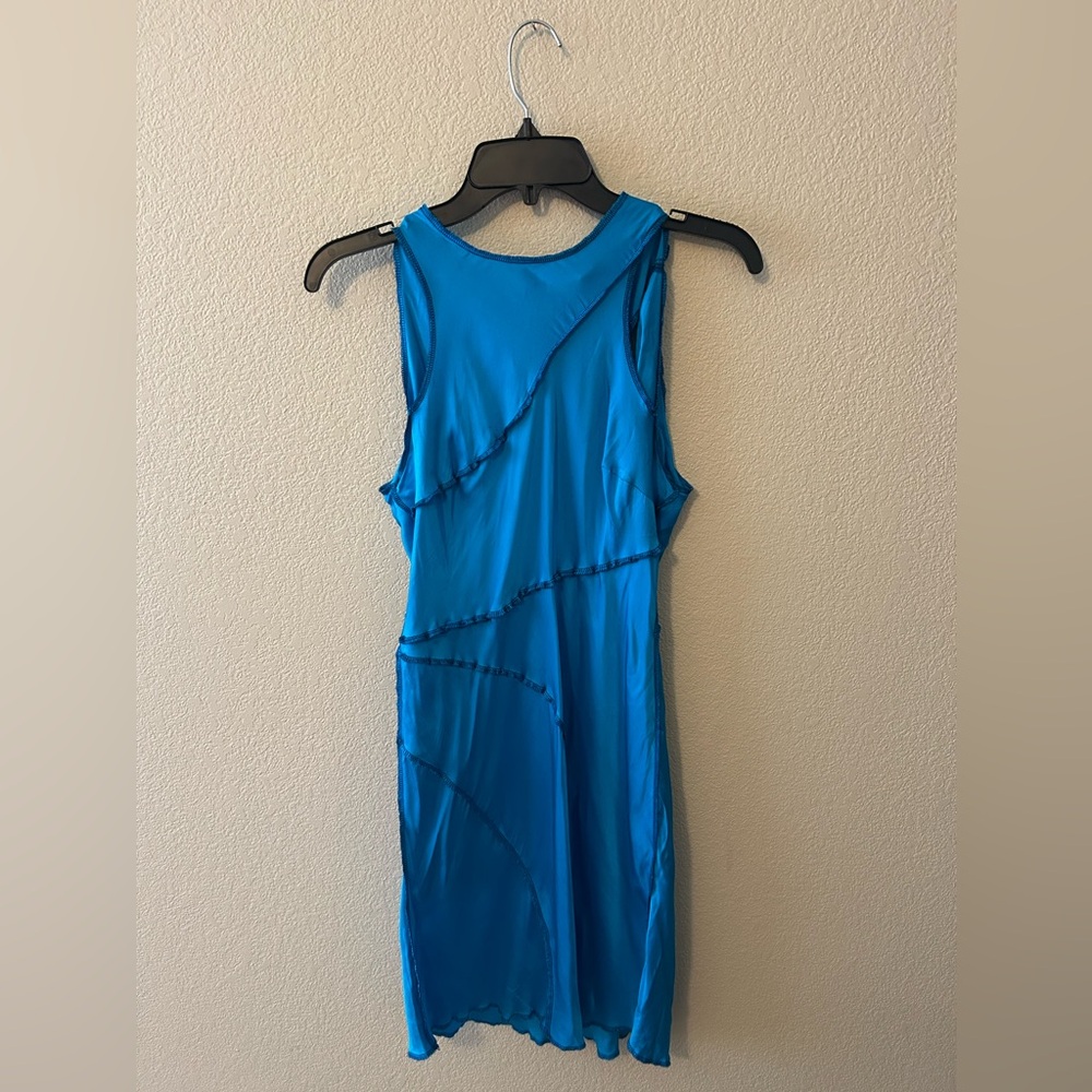 Topshop Seamed Long Sleeve Mini Dress In Cobalt Blue Size 8 NWOT